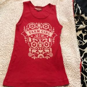 Adorable fire engine red girls cotton tank top!